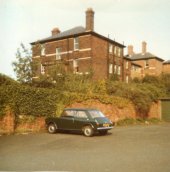 1973. The back of the female nurses' home. Andrea Banks - Mrs Bates - was the only student nurse to have a car at the time. (©B Nugent)